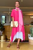Pure Linen Jensen Two Piece Split Side Dress Small Flamingo
